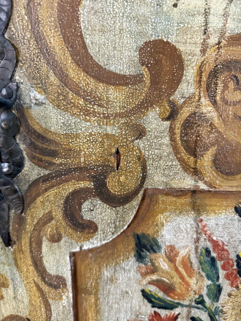 18th Century Hand-Painted Faux-Marble Pine Armoire 18th Century Hand-Painted Faux-Marble Pine Armoire