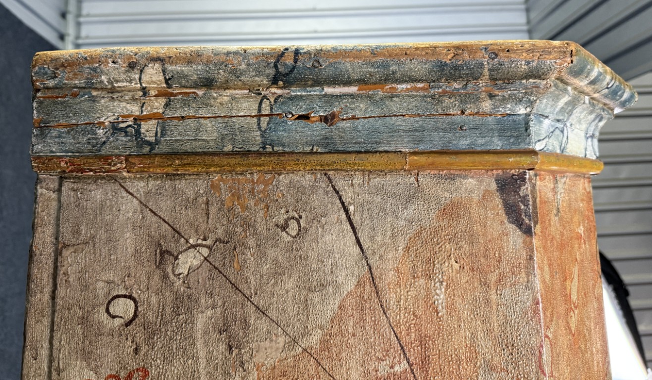 18th Century Hand-Painted Faux-Marble Pine Armoire 18th Century Hand-Painted Faux-Marble Pine Armoire