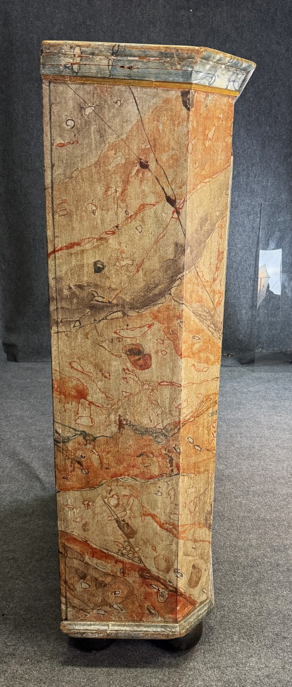 18th Century Hand-Painted Faux-Marble Pine Armoire 18th Century Hand-Painted Faux-Marble Pine Armoire