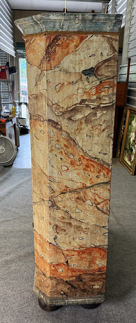 18th Century Hand-Painted Faux-Marble Pine Armoire 18th Century Hand-Painted Faux-Marble Pine Armoire