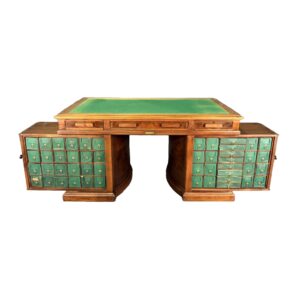 Rare 1900's Walnut Wooton's Rotary Desk with Green Felt Top