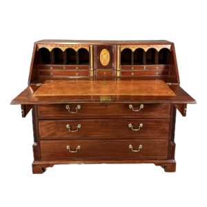 18th Century Inlaid Mahogany Slant Front Desk with Hidden Compartments