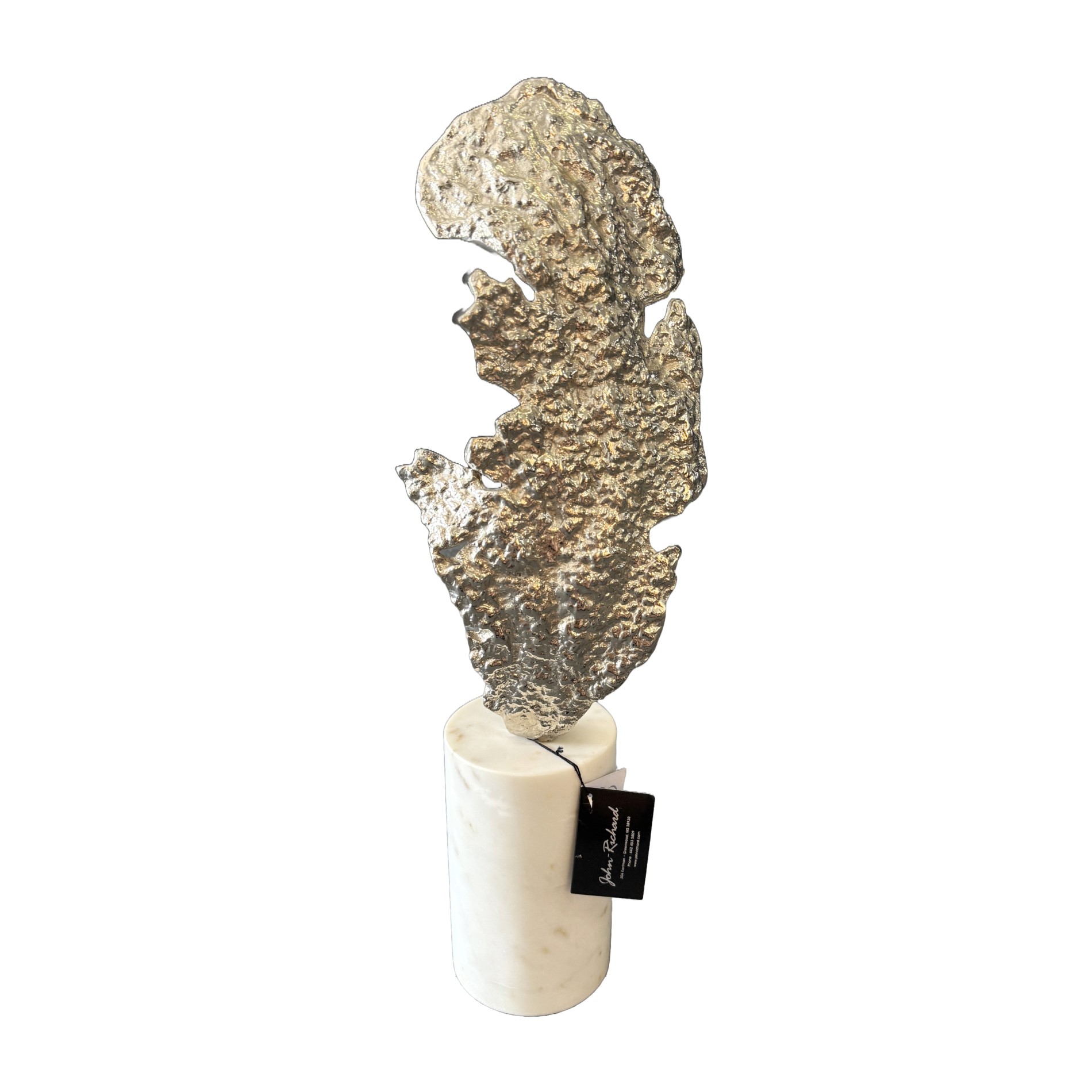 25" John-Richard Textured Nickel Sculpture with Marble Base 25" John-Richard Textured Nickel Sculpture with Marble Base