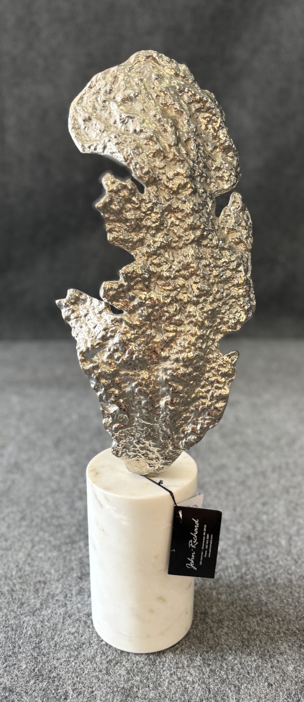 25" John-Richard Textured Nickel Sculpture with Marble Base 25" John-Richard Textured Nickel Sculpture with Marble Base