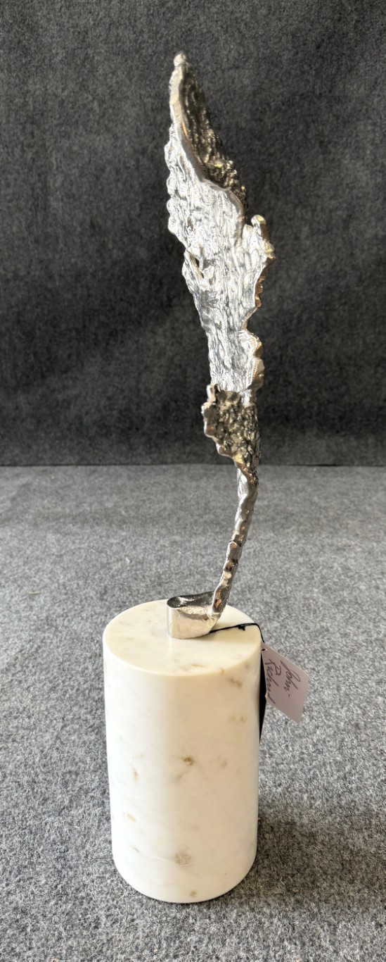 25" John-Richard Textured Nickel Sculpture with Marble Base 25" John-Richard Textured Nickel Sculpture with Marble Base