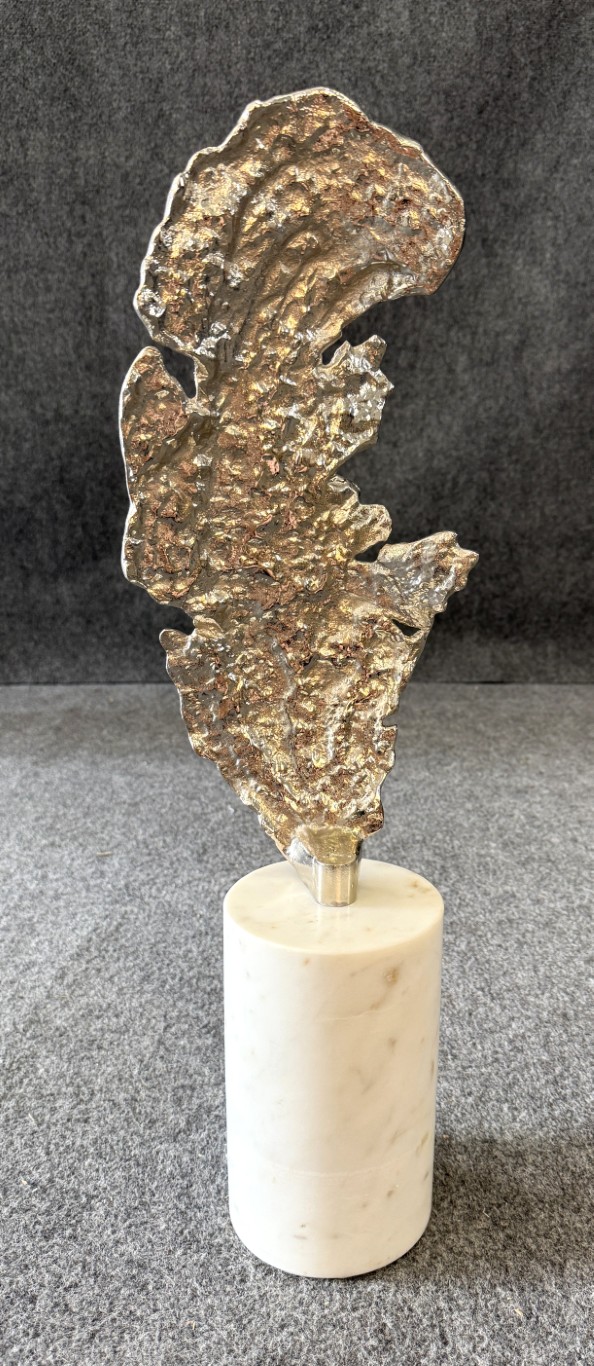 25" John-Richard Textured Nickel Sculpture with Marble Base 25" John-Richard Textured Nickel Sculpture with Marble Base