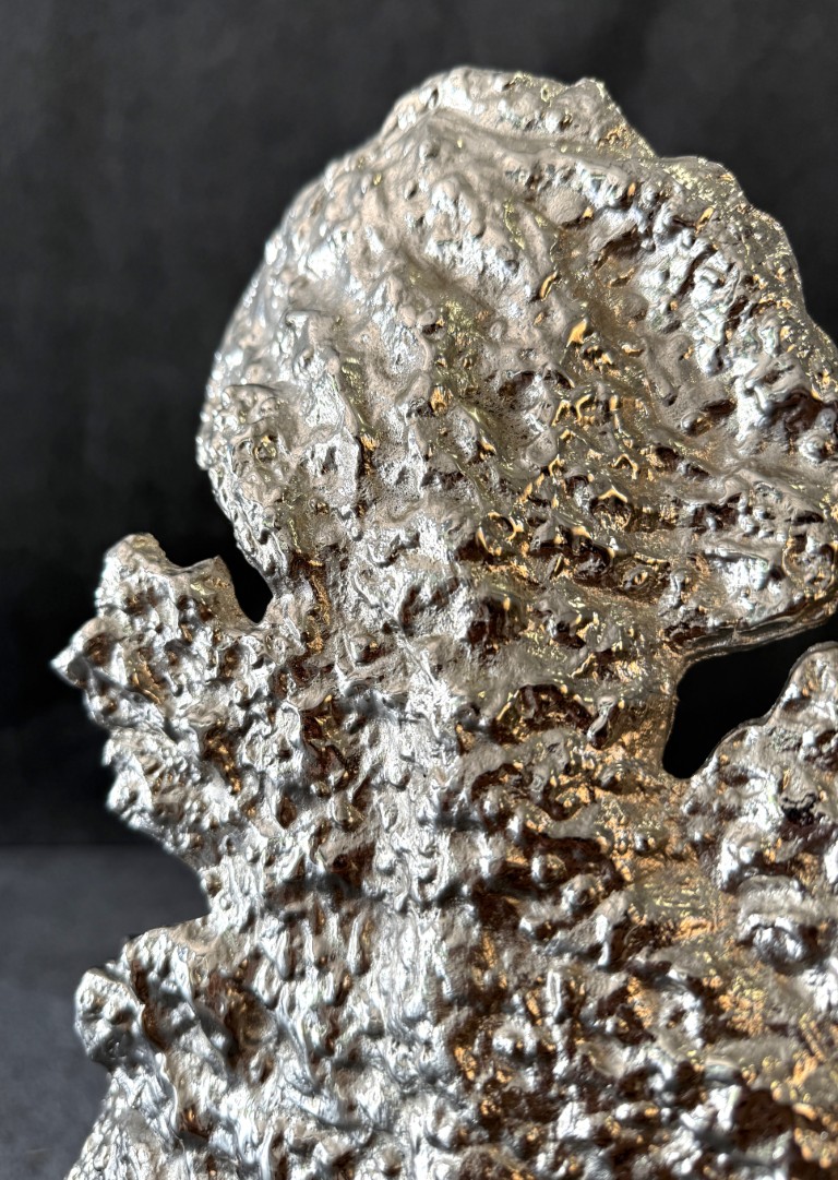 25" John-Richard Textured Nickel Sculpture with Marble Base 25" John-Richard Textured Nickel Sculpture with Marble Base