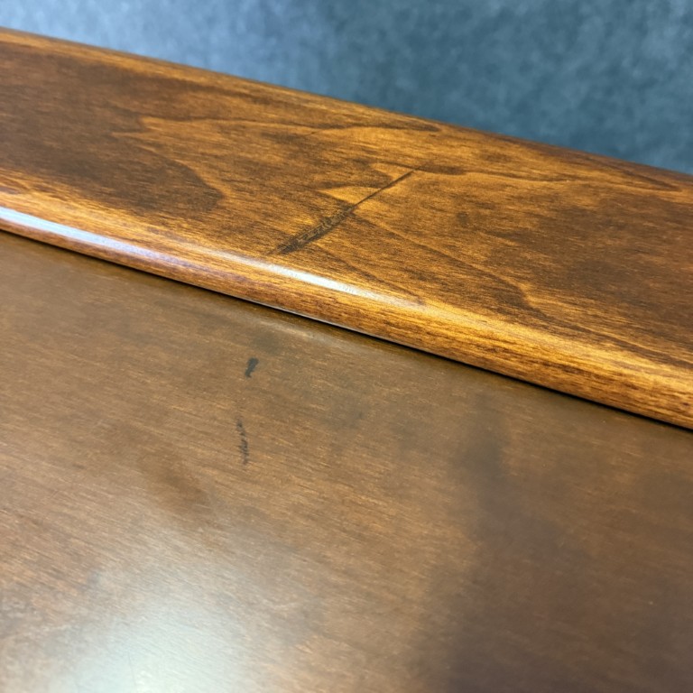 Flamed Mahogany Bar with Pair of Stools Flamed Mahogany Bar with Pair of Stools