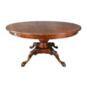 Round Solid Mahogany Banded Top Dining Table