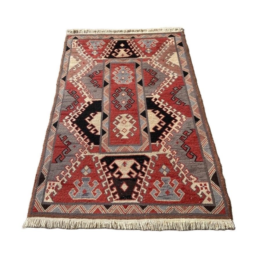 4×6 Pink and Gray Handknotted Area Rug