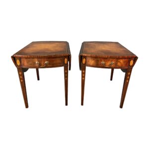 Pair of Vintage Leather Top Pembroke Side Tables