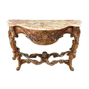19th Century Carved Rococo Marble Top Console Table