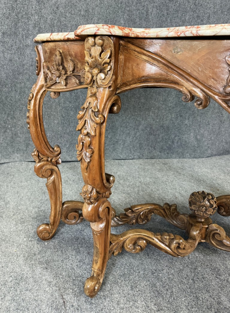 19th Century Carved Rococo Marble Top Console Table 19th Century Carved Rococo Marble Top Console Table