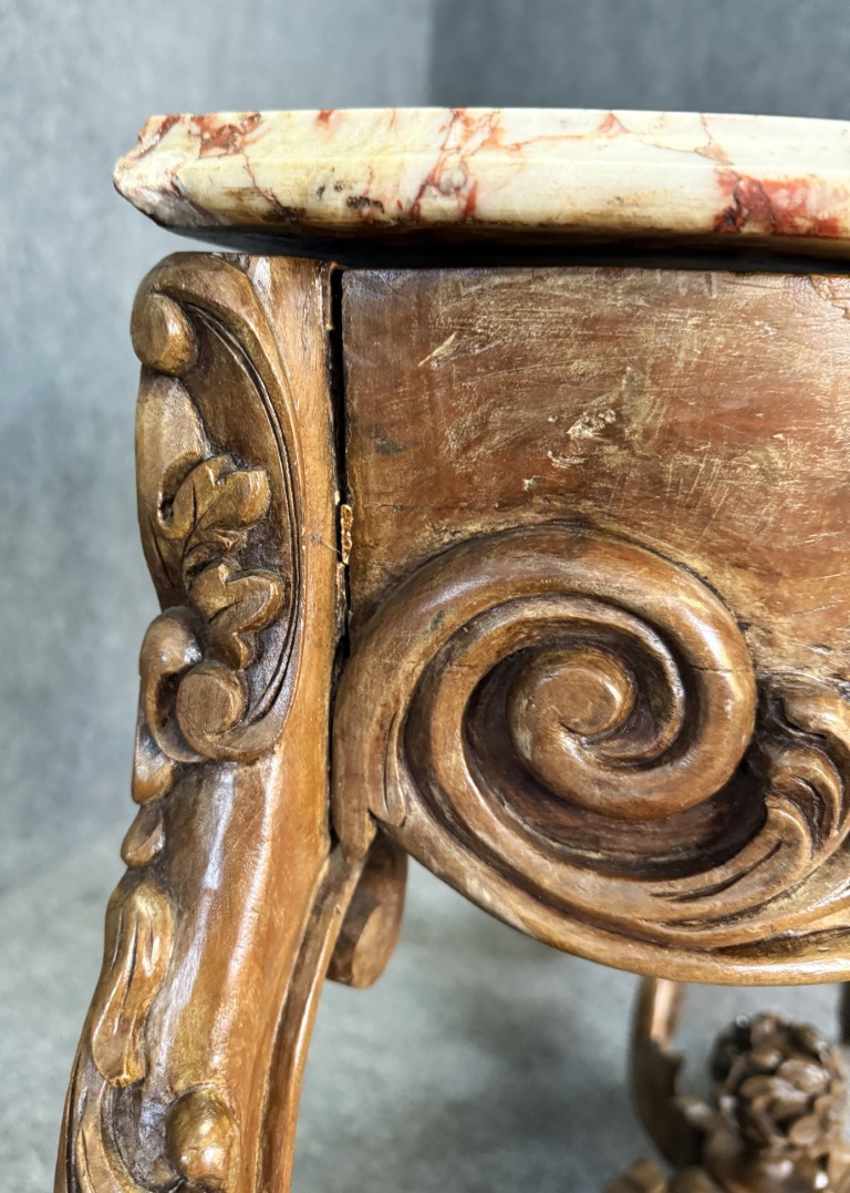 19th Century Carved Rococo Marble Top Console Table 19th Century Carved Rococo Marble Top Console Table