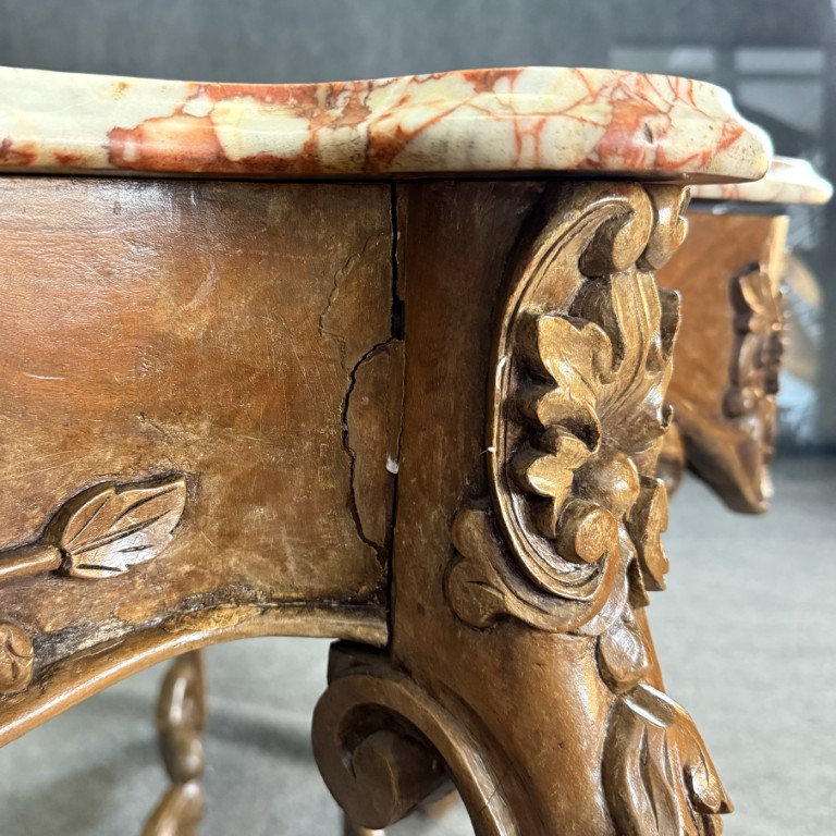 19th Century Carved Rococo Marble Top Console Table 19th Century Carved Rococo Marble Top Console Table