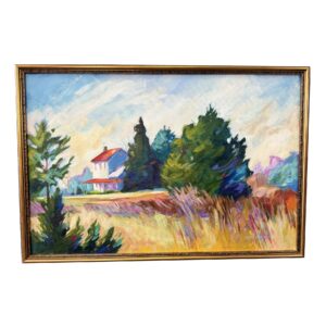 Original Abstract Oil on Canvas of Vibrant House