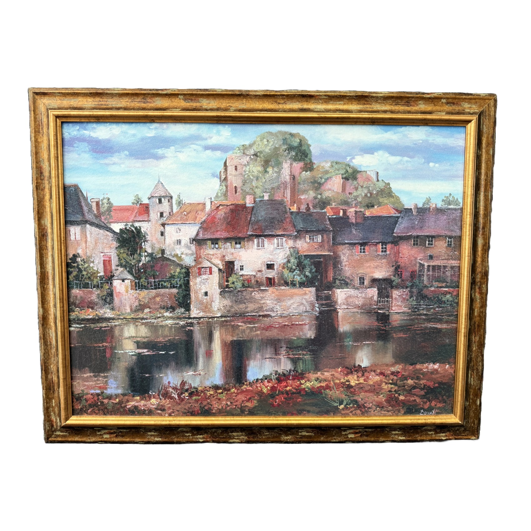 Textured Giclee of Italian Riverside Village by Roger Duvall Textured Giclee of Italian Riverside Village by Roger Duvall