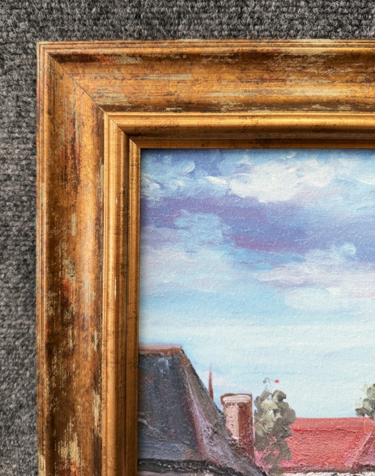 Textured Giclee of Italian Riverside Village by Roger Duvall Textured Giclee of Italian Riverside Village by Roger Duvall