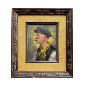 Early 1900's Signed Original Oil on Canvas of Man Smoking Pipe