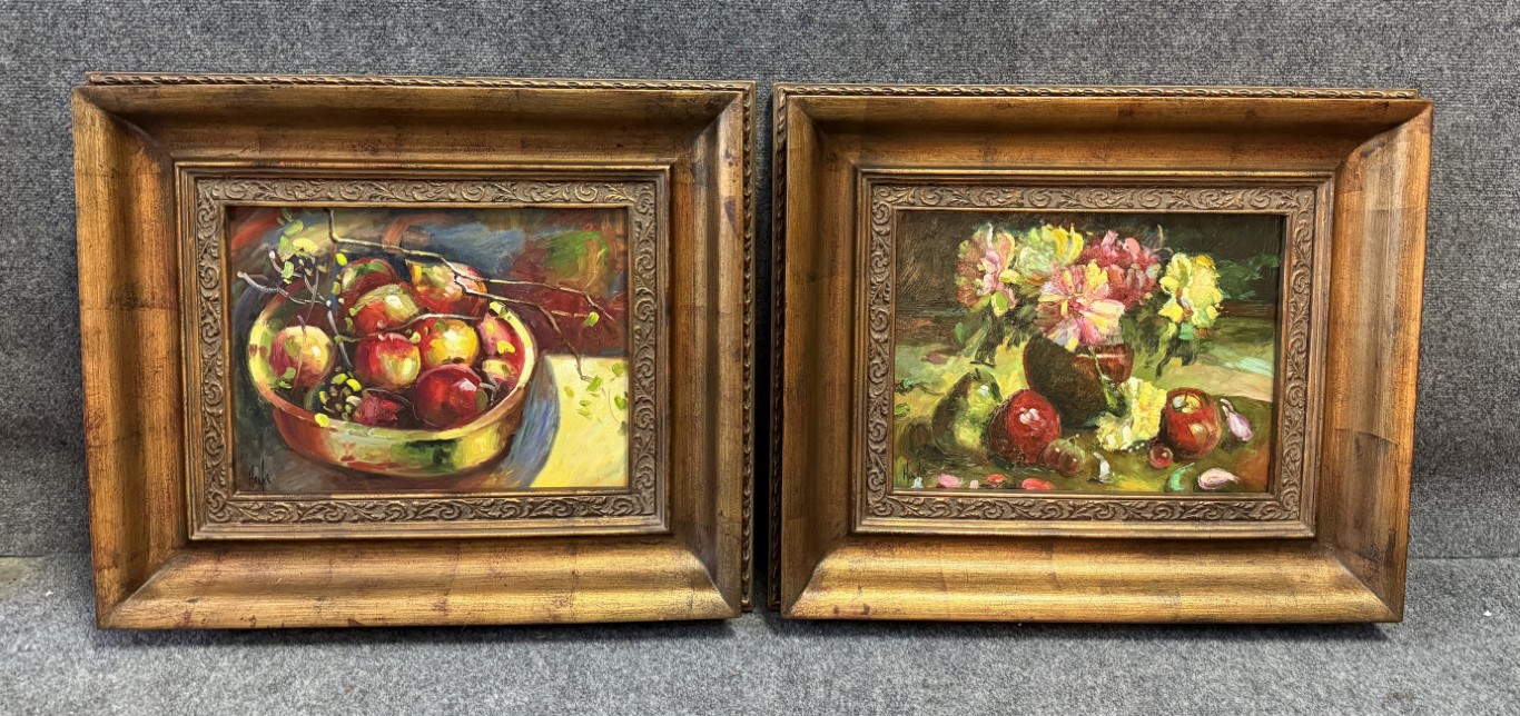 Pair of Signed Fruit Still Lifes with Certificates of Authenticity Pair of Signed Fruit Still Lifes with Certificates of Authenticity