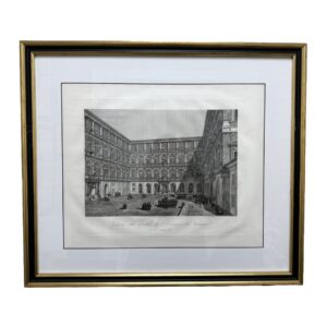 19th Century Engraving of the Court of San Damaso in Vatican City