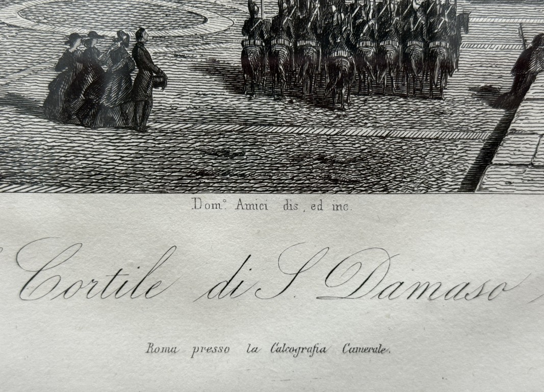 19th Century Engraving of the Court of San Damaso in Vatican City 19th Century Engraving of the Court of San Damaso in Vatican City