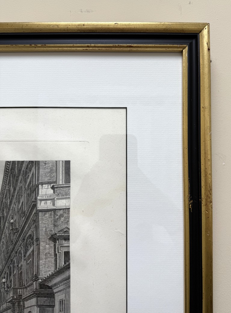 19th Century Engraving of the Court of San Damaso in Vatican City 19th Century Engraving of the Court of San Damaso in Vatican City