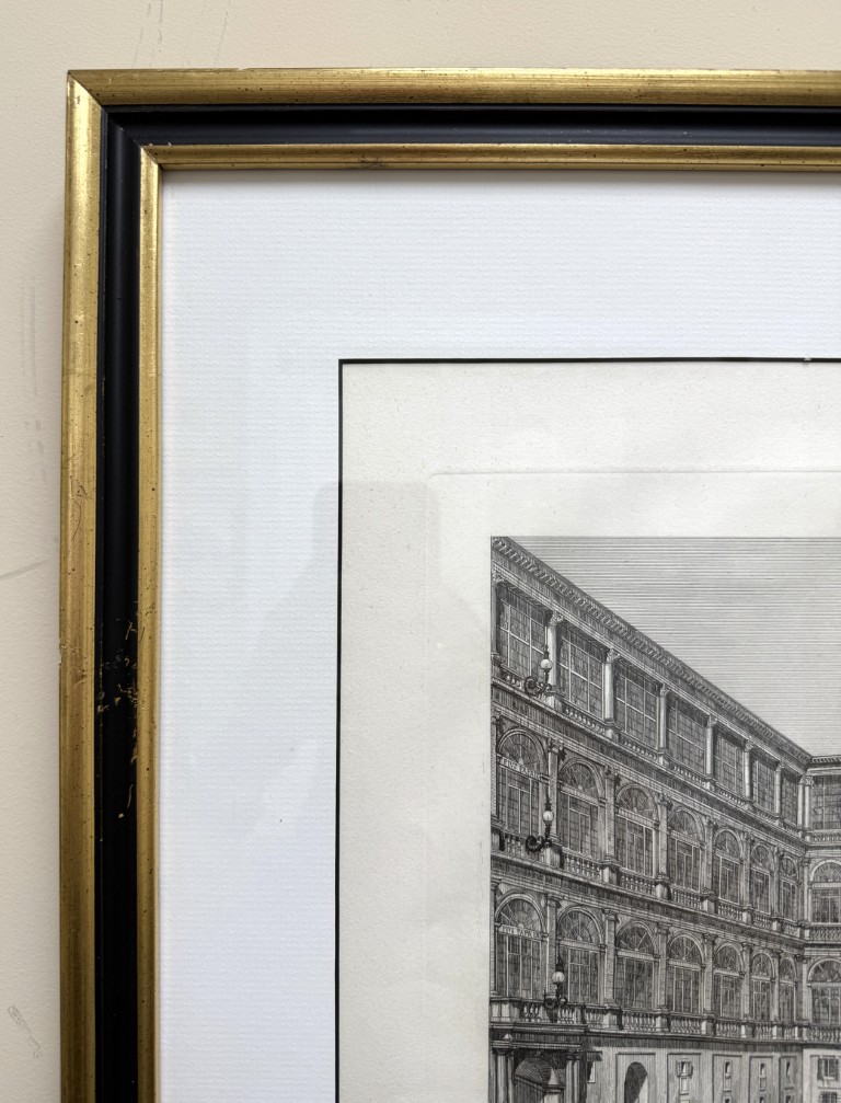 19th Century Engraving of the Court of San Damaso in Vatican City 19th Century Engraving of the Court of San Damaso in Vatican City