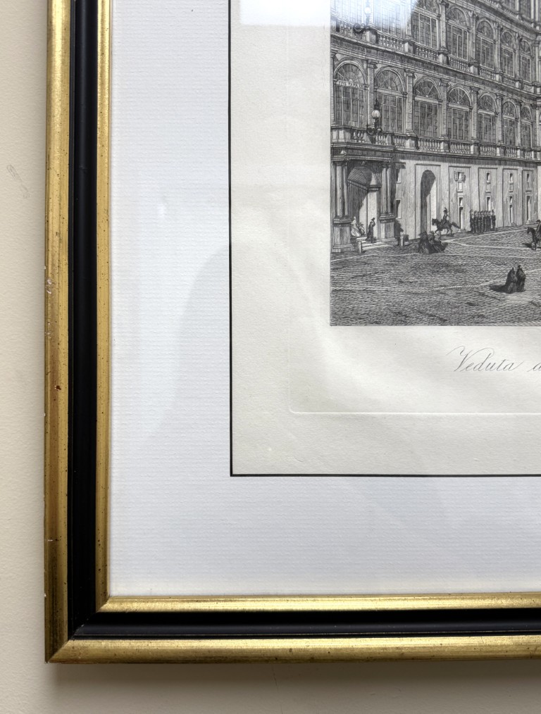 19th Century Engraving of the Court of San Damaso in Vatican City 19th Century Engraving of the Court of San Damaso in Vatican City