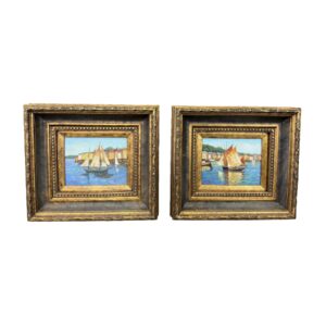 Pair of Original Oil on Canvas of Sailboats