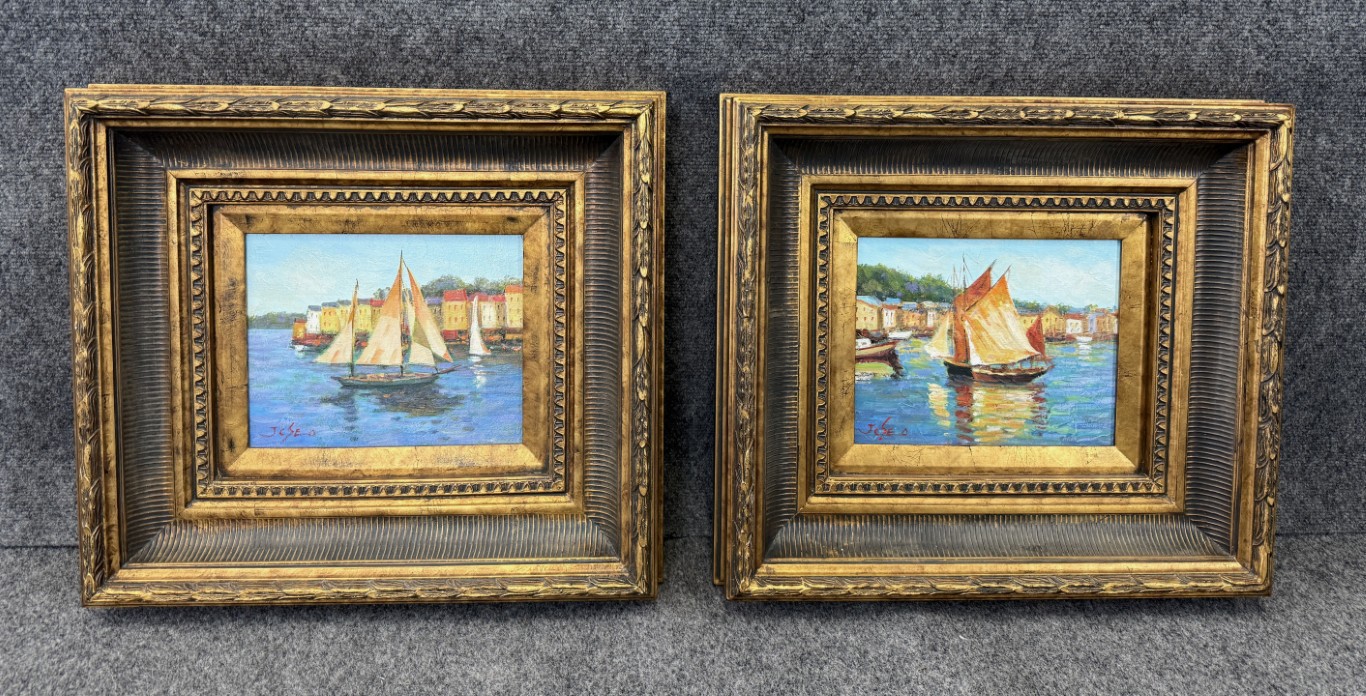 Pair of Original Oil on Canvas of Sailboats Pair of Original Oil on Canvas of Sailboats