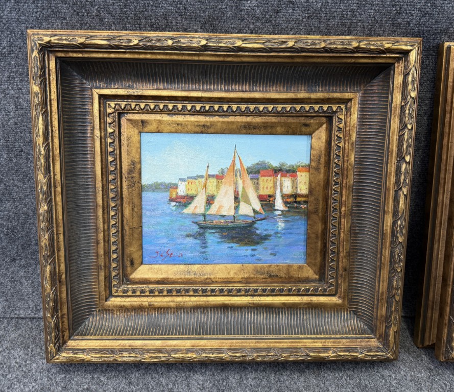 Pair of Original Oil on Canvas of Sailboats Pair of Original Oil on Canvas of Sailboats