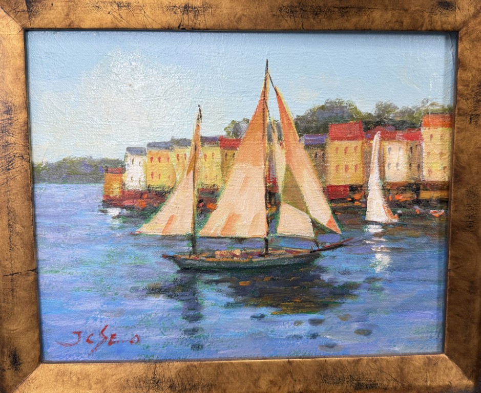 Pair of Original Oil on Canvas of Sailboats Pair of Original Oil on Canvas of Sailboats