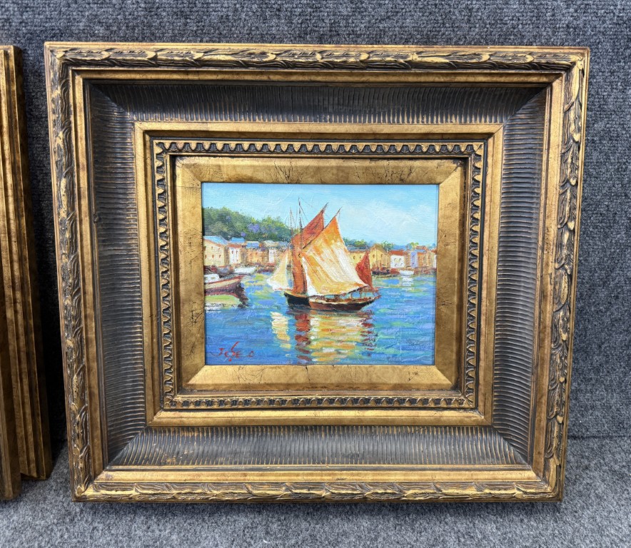 Pair of Original Oil on Canvas of Sailboats Pair of Original Oil on Canvas of Sailboats