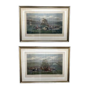 Pair of Hand-Colored Henry Alken 19th Century Racing Etchings