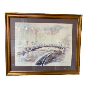 Framed Print of French Bridge Le Pont Alexandre III with View of Eiffel Tower in Background
