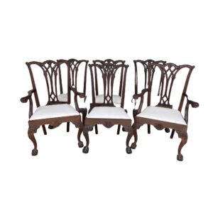 Set of Six Antique Chippendale Style Mahogany Dining Chairs