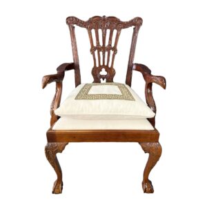 Vintage Carved Mahogany Chippendale Style Eagle Arm Chair