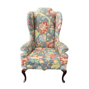 Vintage High Back Blue Floral Wingback