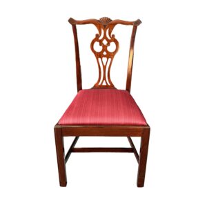 Vintage Mahogany Chair with Red Upholstery