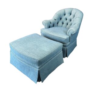 Tufted Blue Club Chair & Ottoman