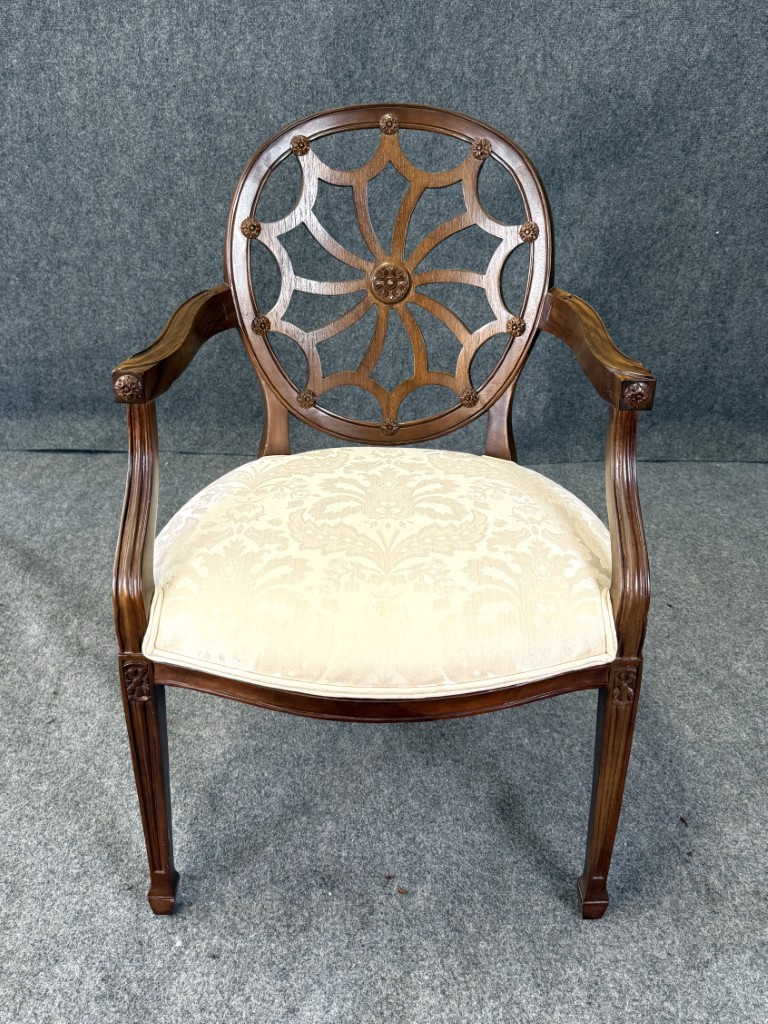 Vintage Andre Originals Hepplewhite Style Upholstered Arm Chair Vintage Andre Originals Hepplewhite Style Upholstered Arm Chair