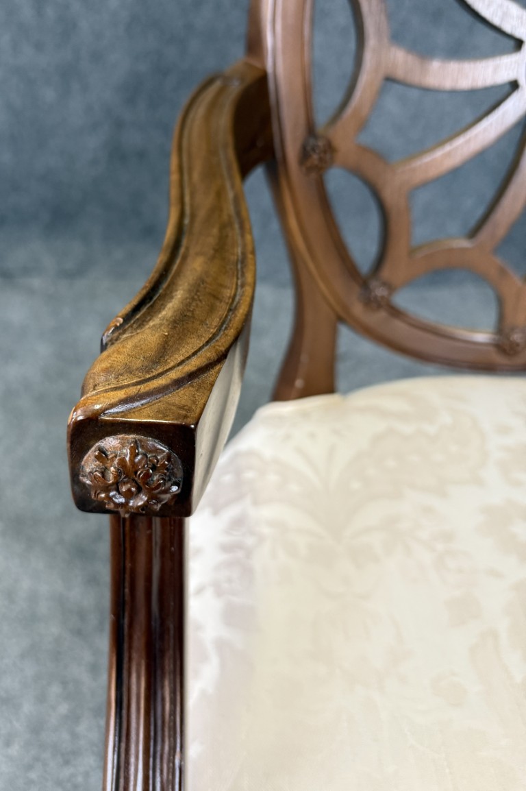 Vintage Andre Originals Hepplewhite Style Upholstered Arm Chair Vintage Andre Originals Hepplewhite Style Upholstered Arm Chair