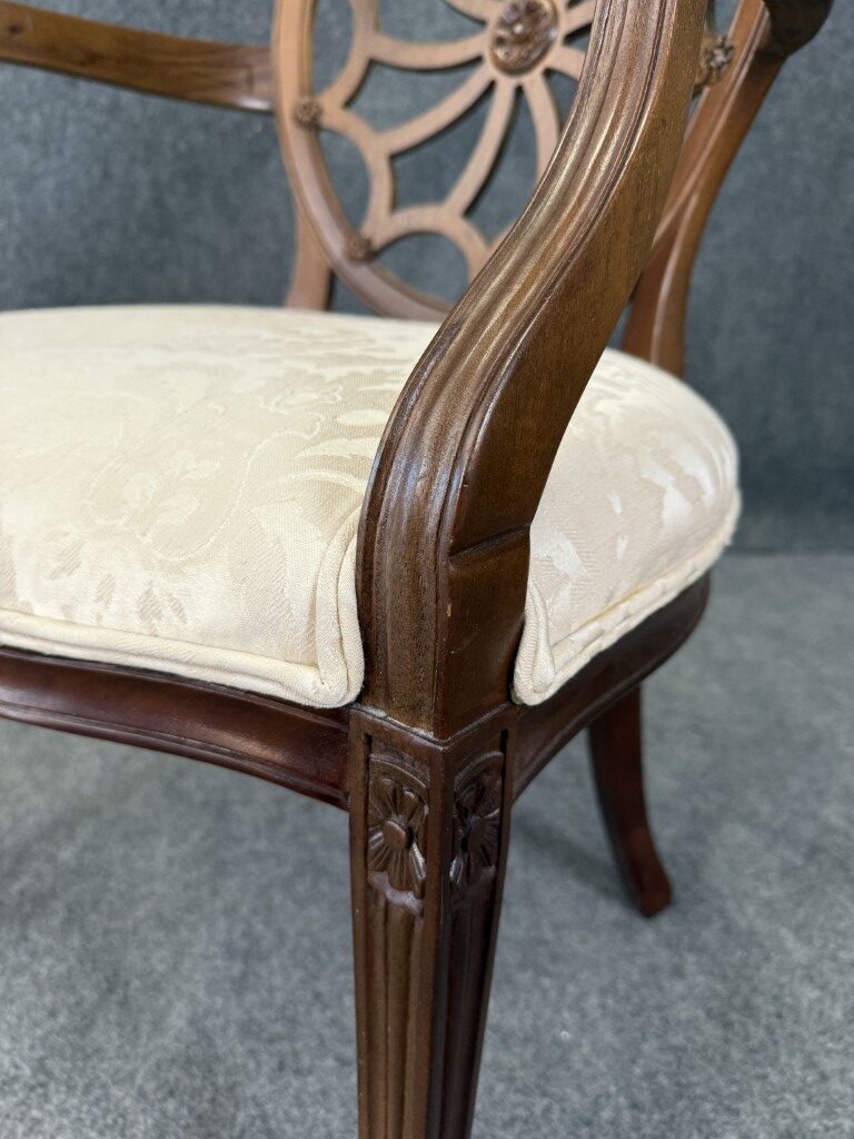 Vintage Andre Originals Hepplewhite Style Upholstered Arm Chair Vintage Andre Originals Hepplewhite Style Upholstered Arm Chair