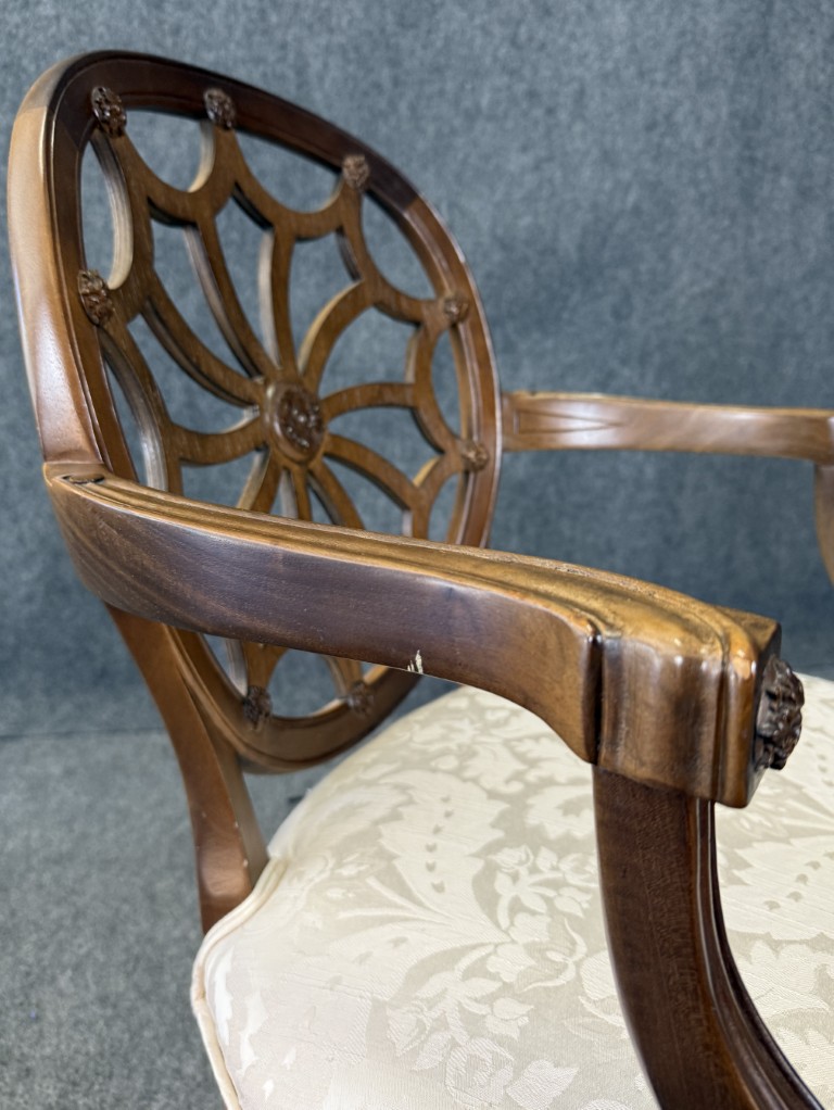 Vintage Andre Originals Hepplewhite Style Upholstered Arm Chair Vintage Andre Originals Hepplewhite Style Upholstered Arm Chair