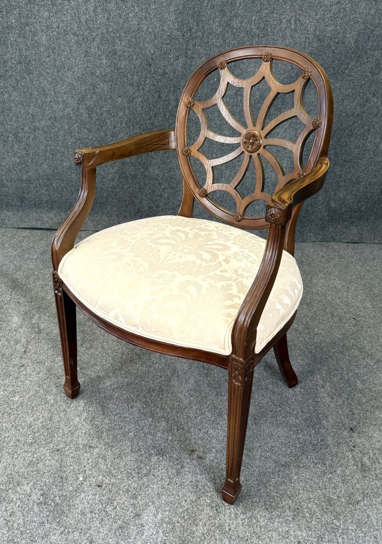Vintage Andre Originals Hepplewhite Style Upholstered Arm Chair Vintage Andre Originals Hepplewhite Style Upholstered Arm Chair