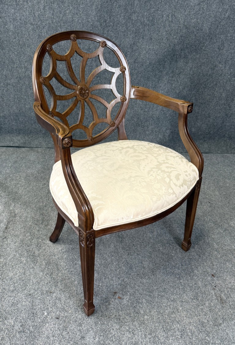 Vintage Andre Originals Hepplewhite Style Upholstered Arm Chair Vintage Andre Originals Hepplewhite Style Upholstered Arm Chair