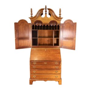 Vintage Solid Maple Secretary Desk with Bookcase Top