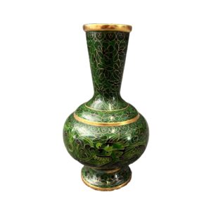 Vintage Green Cloisonne Vase with Dragon Motif