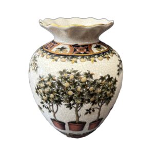 Large Asian Mandarin Orange Grove Vase